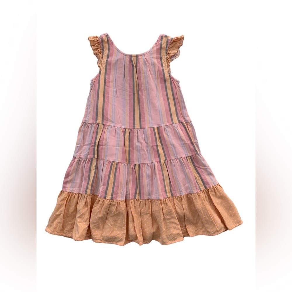 Matilda Jane Size 6 Orange Creamsicle Dream Chasers Tiered Striped Rayon Dress